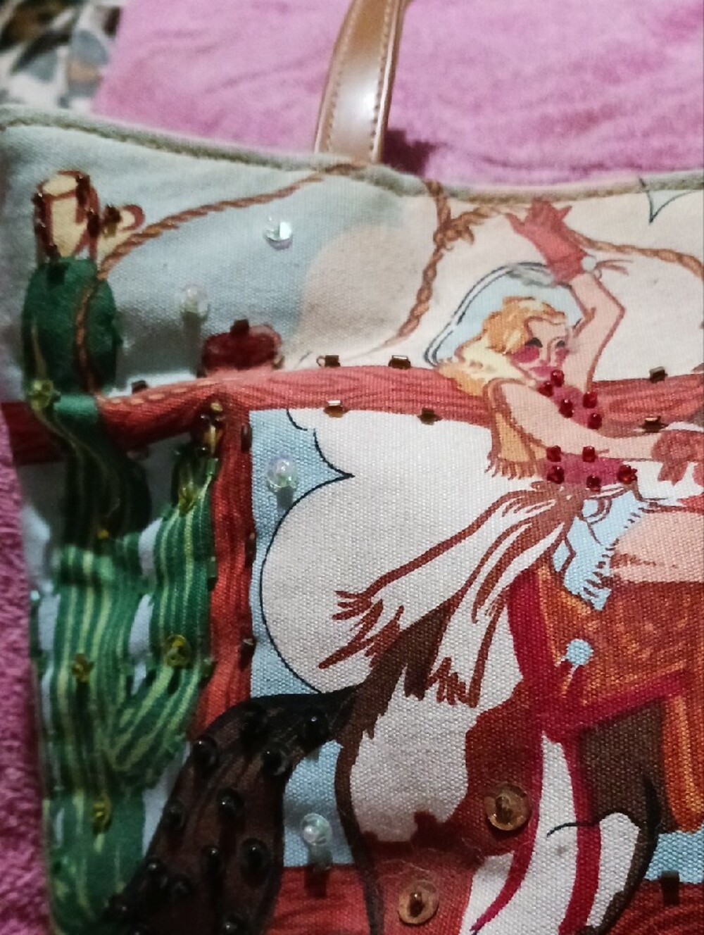 Western Horse and Cowgirl Print Small Bag NWT - Picture 2 of 16